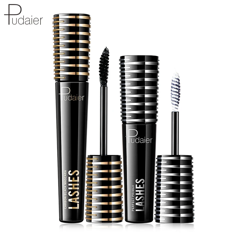 

Pudaier 2PCS Eye Makeup Combination Carbon Black Mascara+White Fiber Cream Primer Lashes Waterproof Persistent Cosmetics Beauty