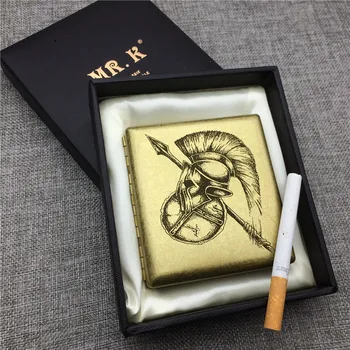

MR.K HR208 Ancient Roman Equipment Helmet Shield Spear Yellow Metal Cigarette Case Brass Cigarette Box Smoking Accessory
