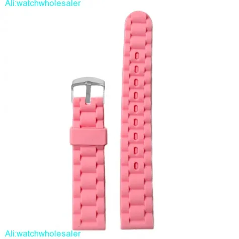 18mm Light Pink  Nice Silicone Jelly Rubber Ladies Watch Band Straps WB1060L18JB