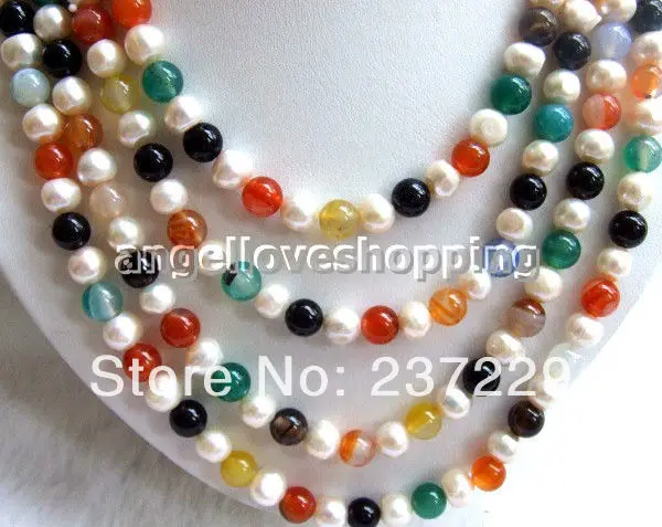 

HOT## Wholesale price > ^^^^4 strands mixed-color jade white freshwater pearl necklace