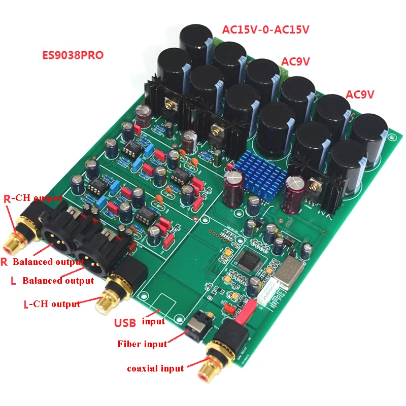 ES9038PRO USB DAC декодер HIFI усилитель Amanero Xmos USB карта 32 бит DSD DAC плата T0244