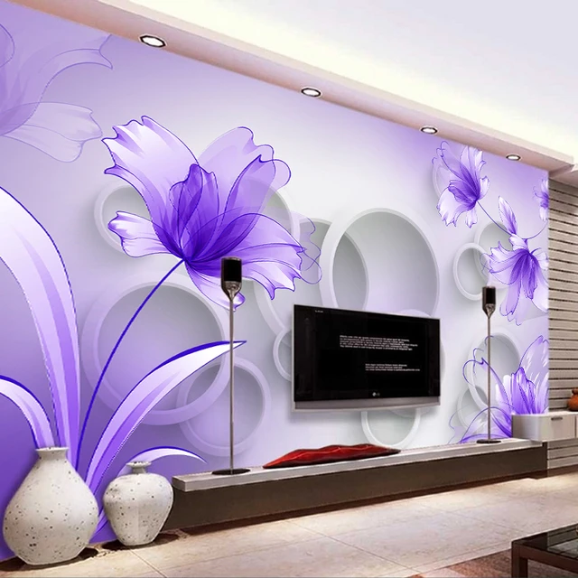 Custom Wall Mural Wall Painting Purple Lily Transparent Flowers Modern  Fashion 3d Living Room Tv Background Wall Cloth Wallpaper - Fabric &  Textile Wallcoverings - AliExpress