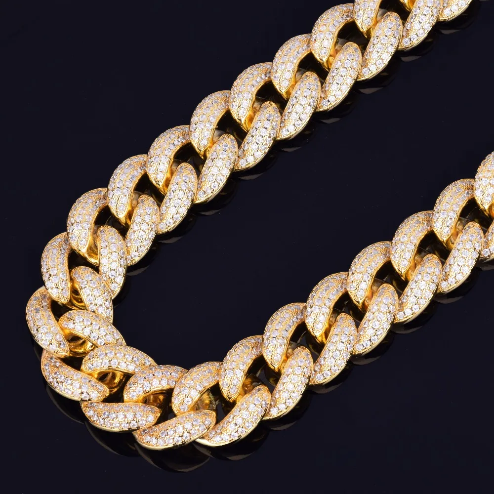 Мужское массивное ожерелье с кубаном, длиной 23 мм, колье из циркона ААА, в стиле хип-хоп, рок, ювелирное изделие, золотая, серебряная цепочка, 1" 20"