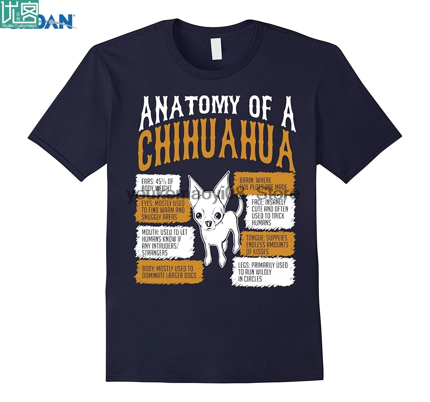 

cotton printed O-neck T-shirt Anatomy Of Chihuahua Dog Lovers T Shirt