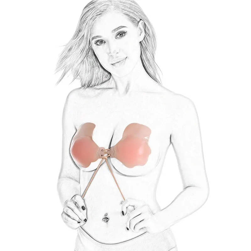 

Women Sexy Breast Lift Up Reggiseno Invisible Fly Bra Tape Strapless Reusable Self-Adhesive Rope Silicone Push Up Rabbit Bra