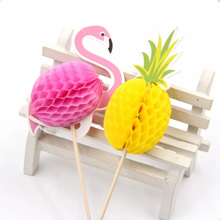 

20PCS Flamingo Cupcake Toppers DIY Cakes Topper Picks Pinapple Topper Wedding/Birthday Party Decoration Baby Shower Supplies