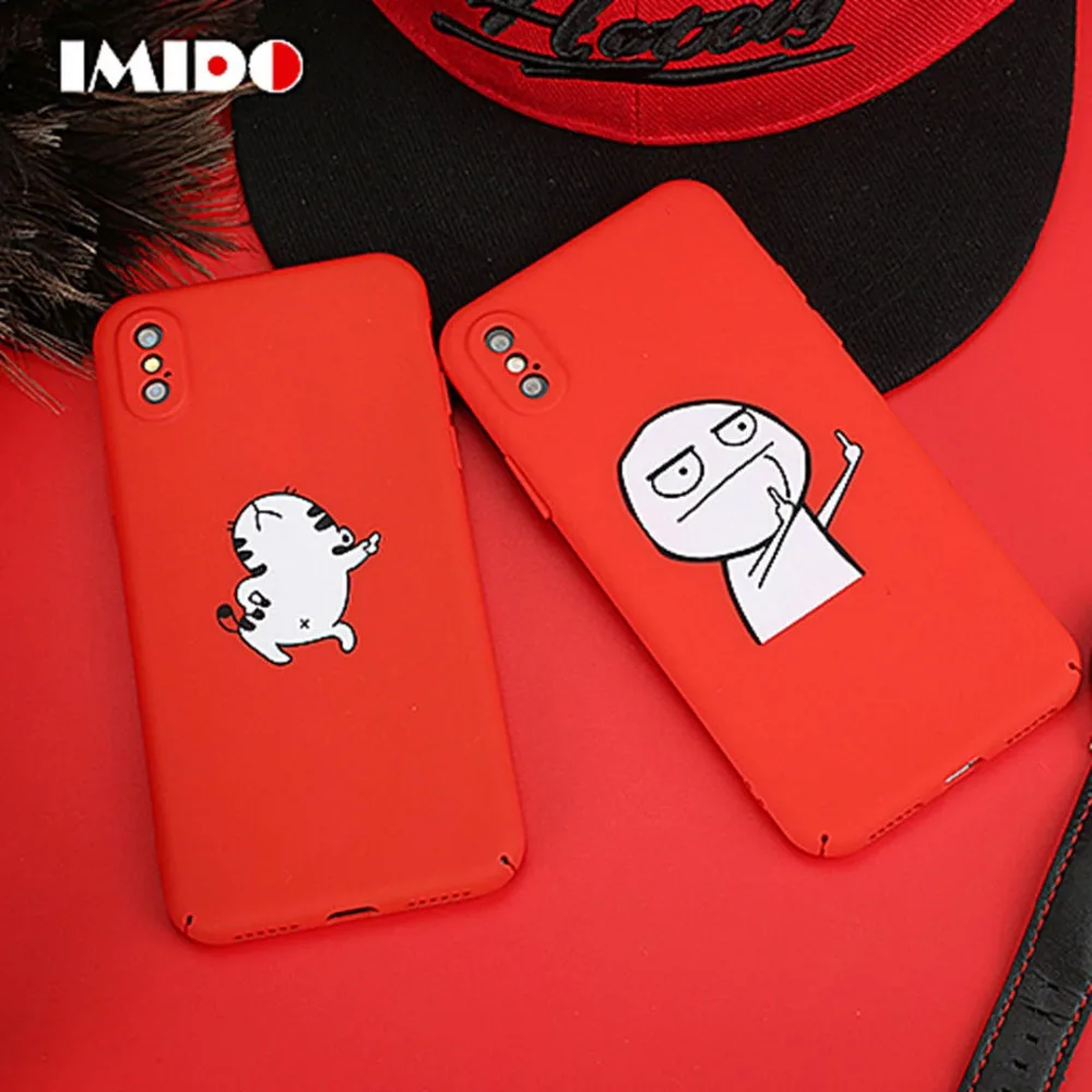 

IMIDO Matte Hard PC Phone Case For iPhone 7 Middle Finger Dancing Animal Pattern Back Cover For iPhone X XR XS MAX 8 7 6 6S Plus