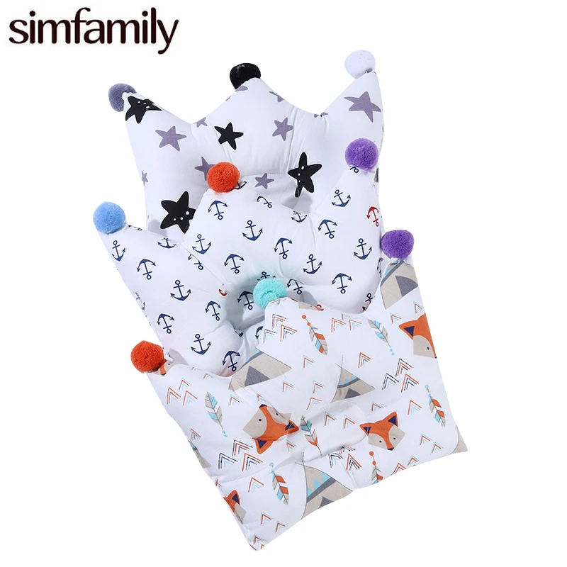 

[simfamily] Cotton Baby Pillow Crown Infants Shaping Pillow Newborn Positioner Anti Roll Cushion Head Protection Baby Room Decor