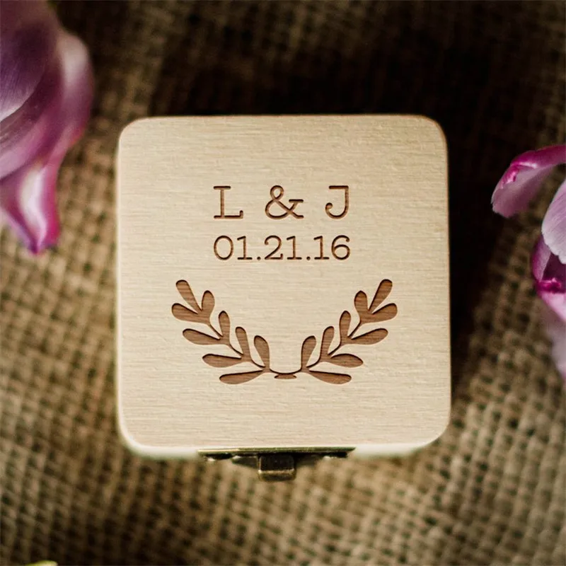 

Custom Engagement Wedding Ring Box Rustic Wooden Ring Box Holder Vintage Wedding Ring Bearer Box