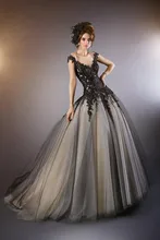 Schöne Ballkleid Schwarz Spitze Prom Kleider Abendkleider 2016 Flügelärmeln Sheer Neck Abendkleid Robe Soiree Gutes Design