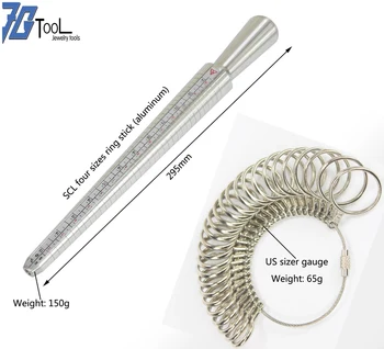 

four sizer Metal Ring Sizer Set Measuring Ring with Rings Mandrel Sizer Finger Sizing Measuring Stick Ring Jewelry Tools Set