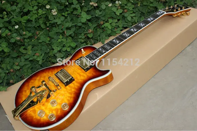 Cheap Best Price Vintage Sunburst  Custom Electric Guitar Tiger Grain Classical Golden Hardware Guitar