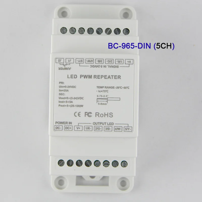 Новый Led Мощность повторителя din-рейку DC5V 12 В 24 В вход Led усилитель 3CH/4CH/5CH выход усилитель сигнала Мощность повторителя BC-963-DIN/B