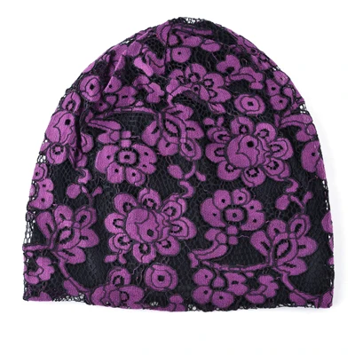 TQMSMY, женские шапки бини на весну и осень, кружевная шапка с цветком, женская кепка, Женская Повседневная сетчатая шапочка, 56-60 см, TMS77 - Цвет: Purple