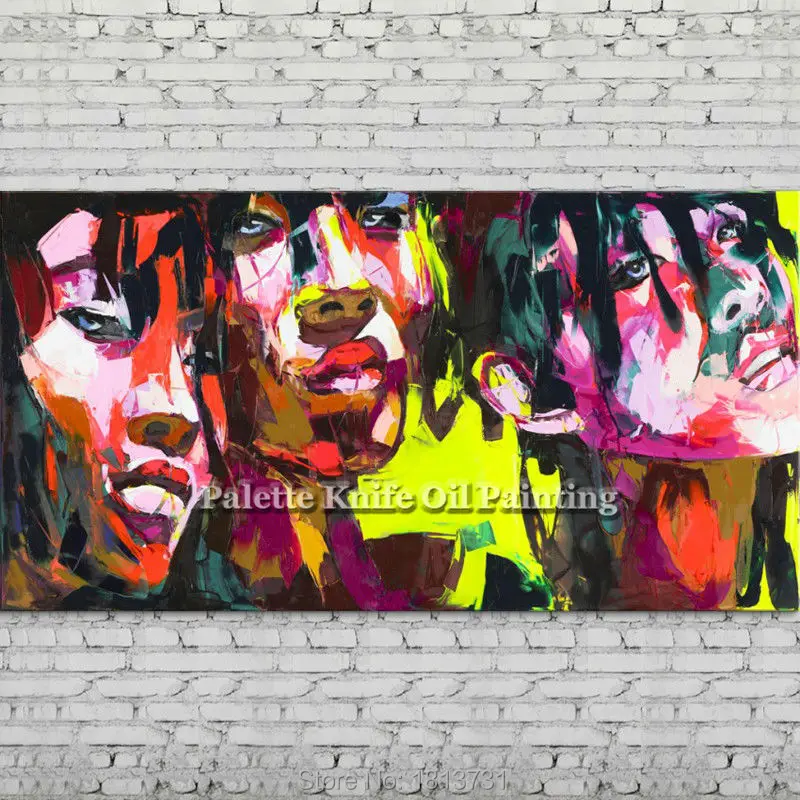 

Palette knife portrait Face Oil painting Character figure canva Hand painted Francoise Nielly wall Art picture for living room96
