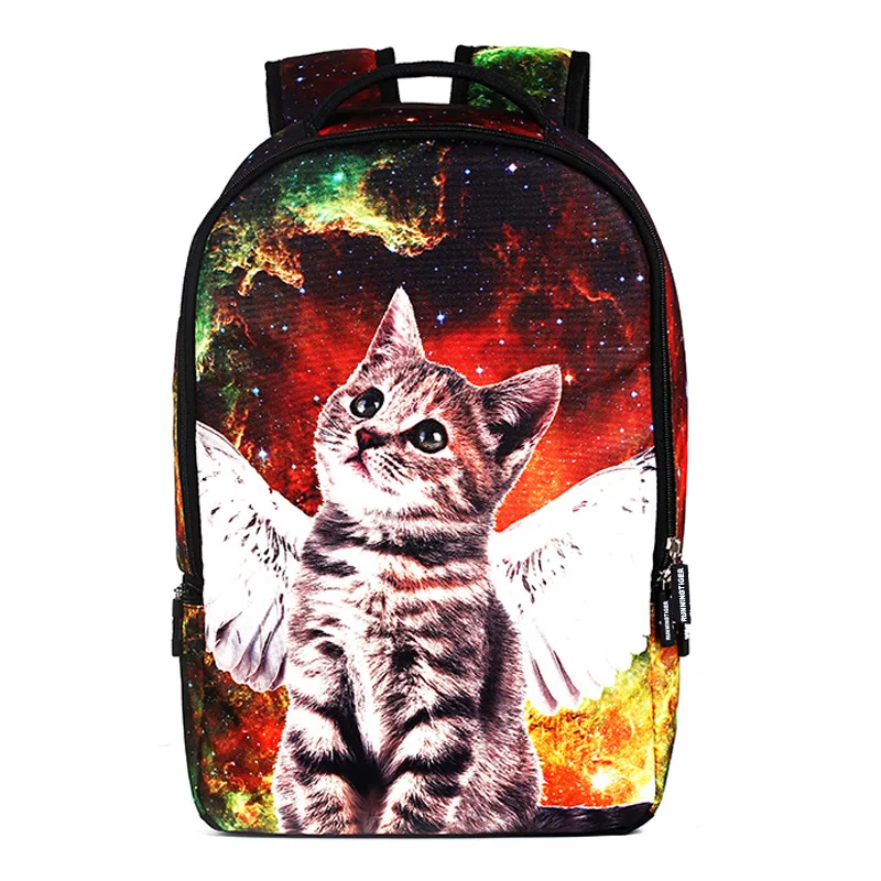 2017 Fashion Cat Рюкзак Мужчины Женщины милый кот животных печати рюкзаки подростковые