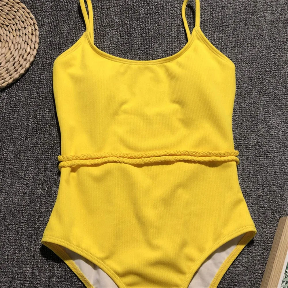 Ребристая Женская одежда для плавания, сексуальный цельный купальник, женский купальник с поясом, купальник, Дамский Монокини V1337