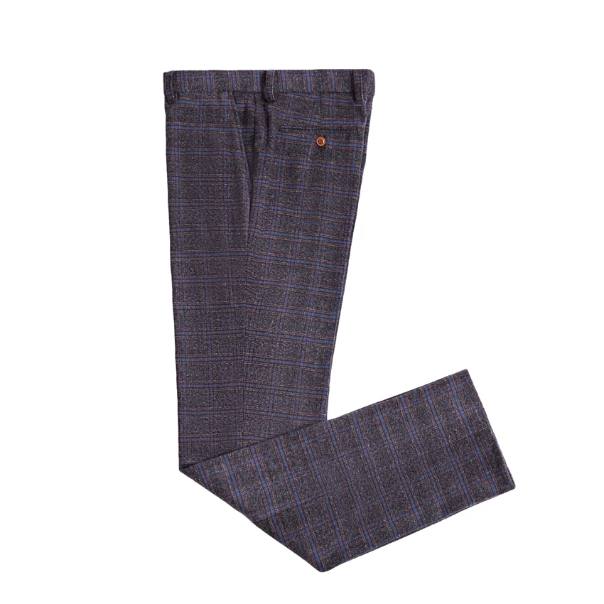 Herringbone 100% Wool Suits Plaid Men 3 Piece Suits Tailored Blazer (Jacket+Pants+Vest)