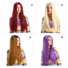 Lace Front Long Straight Wigs for Women 4 Color Synthetic Hair Wigs for Cosplay Party Prom Bars