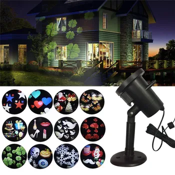 

12 Patterns Christmas Laser Snowflake Projector Outdoor LED Waterproof Disco Lights Home Garden Star Light Indoor Decoration