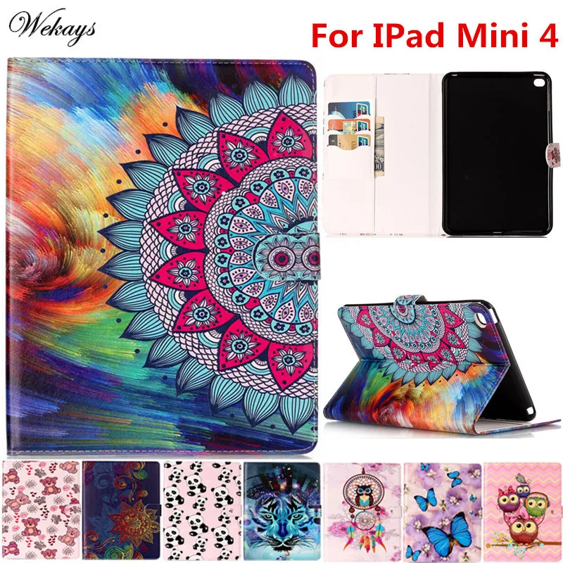 

Wekays For Apple IPad Mini 4 Cartoon Oil Leather Flip Fundas Case For Coque IPad Mini 4 Mini4 Tablet Cover Cases Kids Children