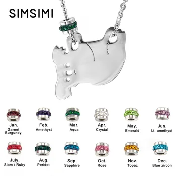 

Simsimi koala birth stone women Choker necklace stainless steel pendant jewelry rolo chains kolye female gift Necklaces 12pcs