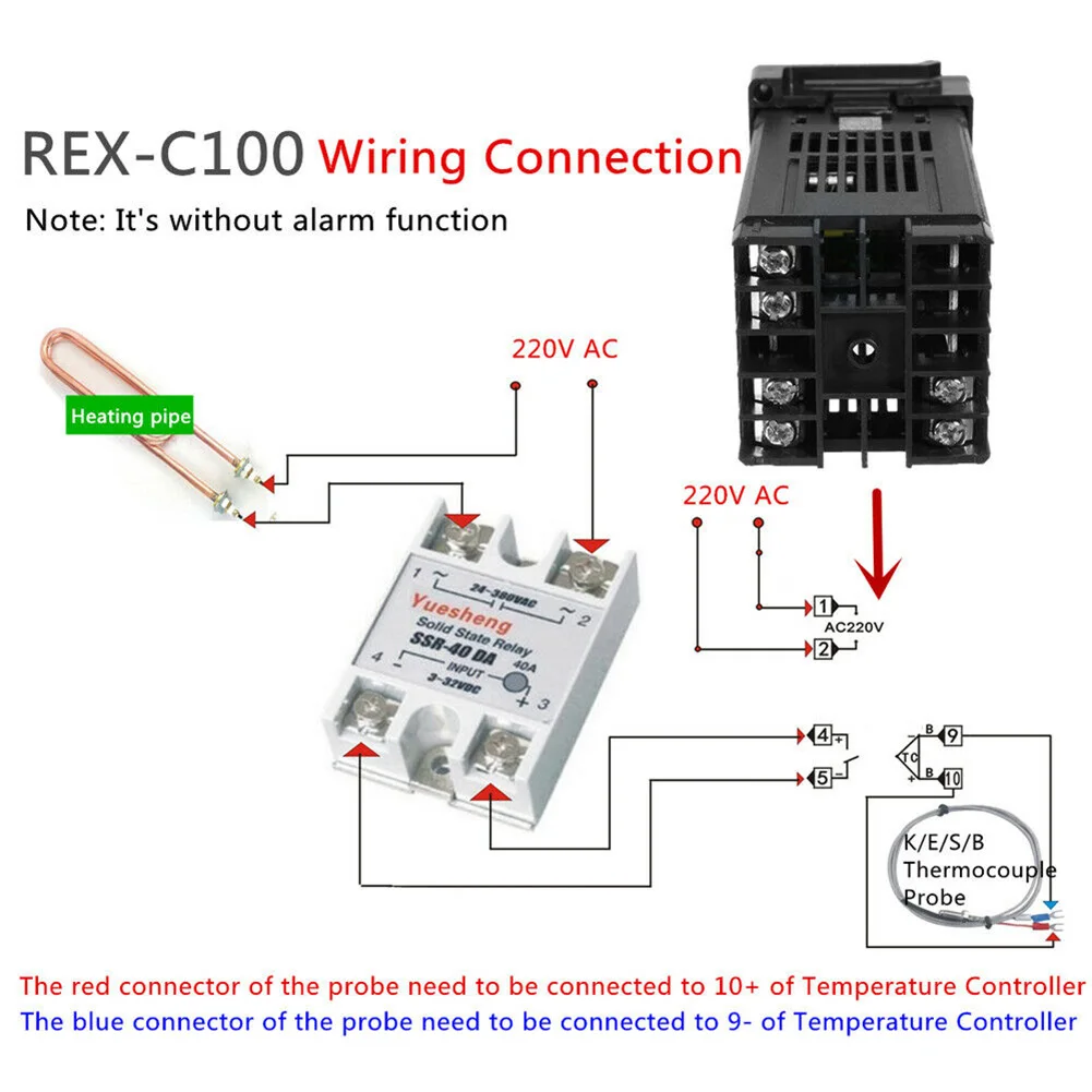 Новый цифровой PID REX C100 регулятор температуры отрегулированный Макс 40А SSR K