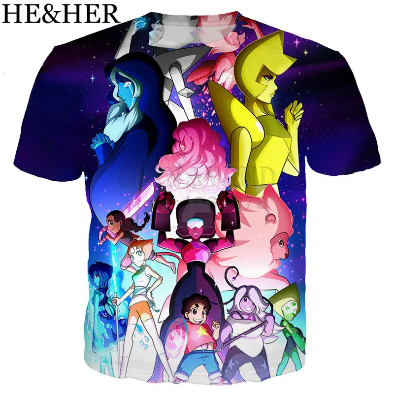 

Fashion funny Cartoon Steven Universe t shirt men/women 3D printed t-shirts Short sleeve Harajuku style tshirt streetwear tops