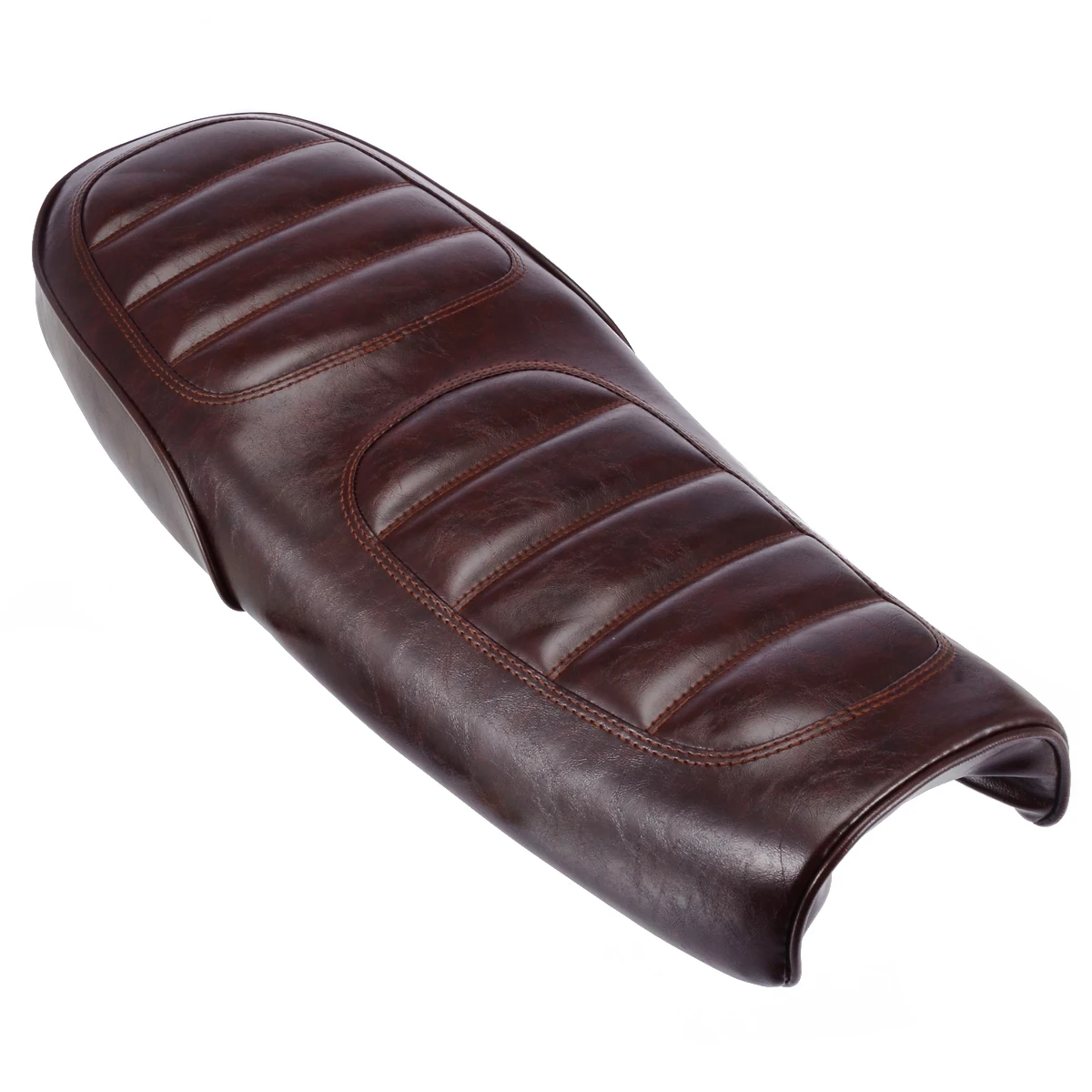 For U 200 250 1PC Vintage Brown Motorcycle Cafe Racer Seat PU Leather Flat Brat Styling Saddle Bag Mayitr