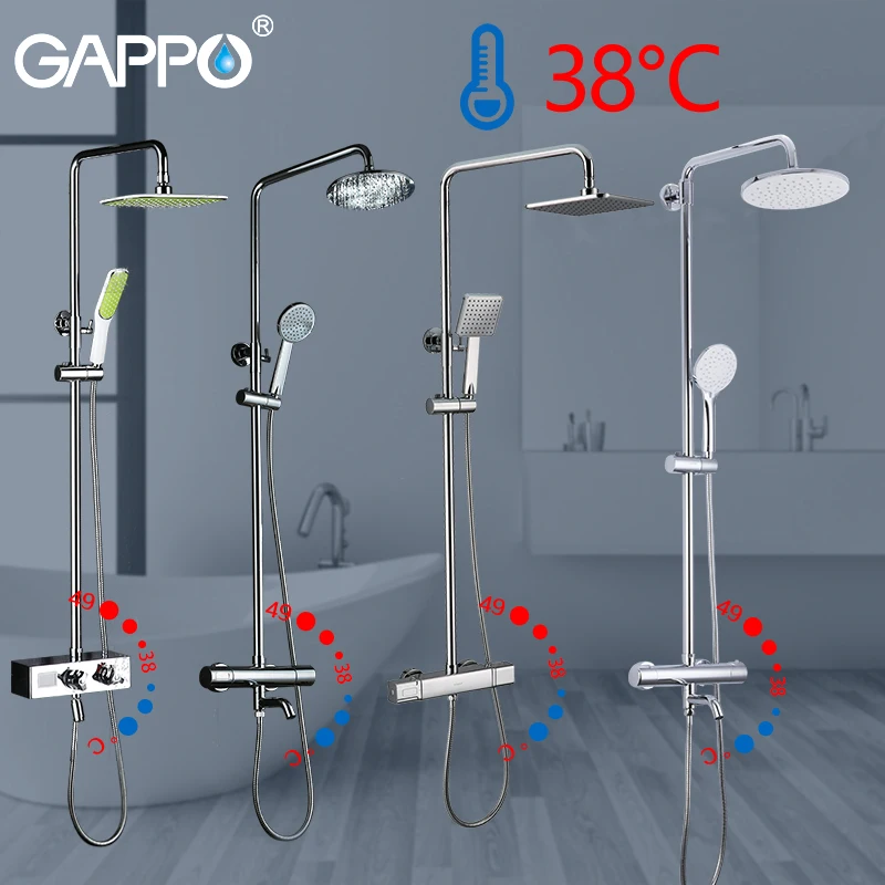 GAPPO Sanitary Ware Suite thermostatic shower bath mixer rain shower set bathtub faucet water mixer waterfall faucet tapware GAPPO Sanitary Ware Suite thermostatic shower bath mixer rain shower set bathtub faucet water mixer waterfall faucet tapware