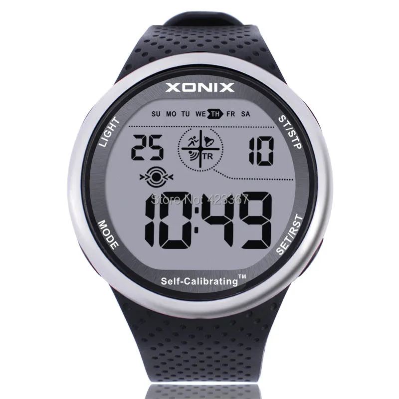  Xonix Mens Sports Watch Digital Waterproof 100m Chrono Self Calibrating Silicone Strap Multifunction Swim Outdoor Wristwatch 