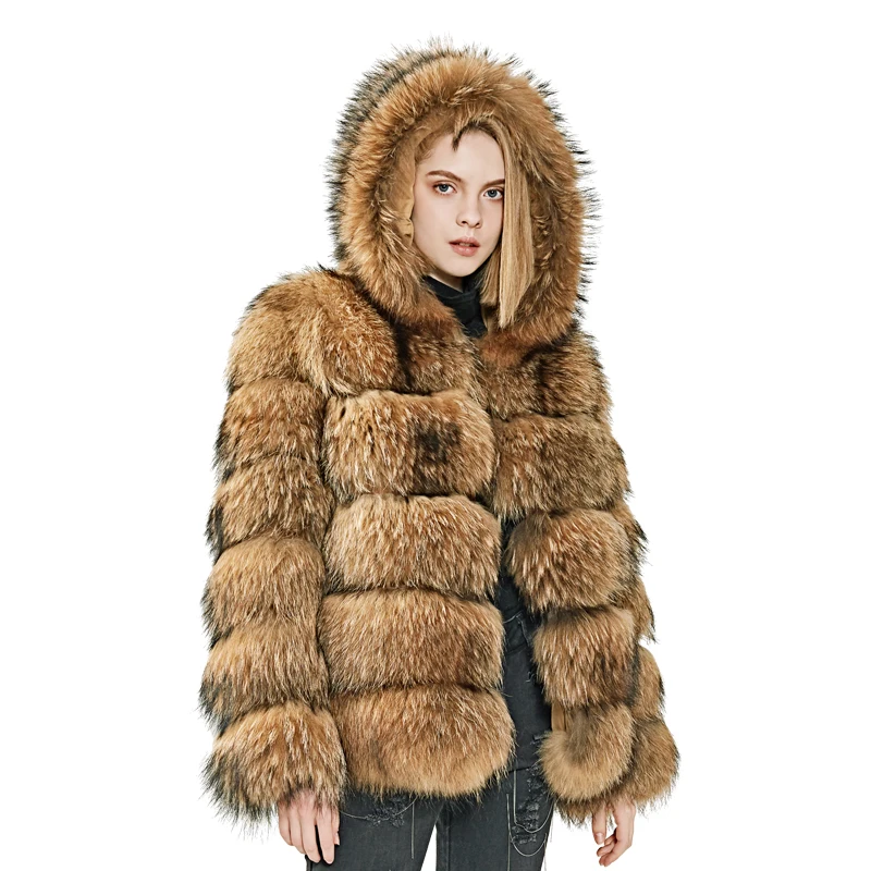 

MAOMAOFUR Real Raccoon Fur Coat Female Winter Warm Long Sleeves 100% Genuine Fur Jacket Women High Quality Natural Fur Coat