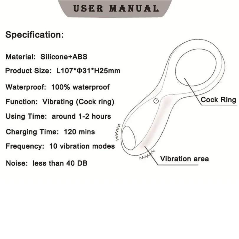 Cock Ring Delay Penis Rings Vibrator Silicone Sex Articles Men's Vibrator Necklace Delays Early Locking Men's Fine Toys (4)