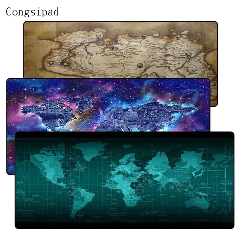  Congsipad World Map Rubber large Lock Edge mouse Pad desk mats big mousepads gaming rug XL for offi