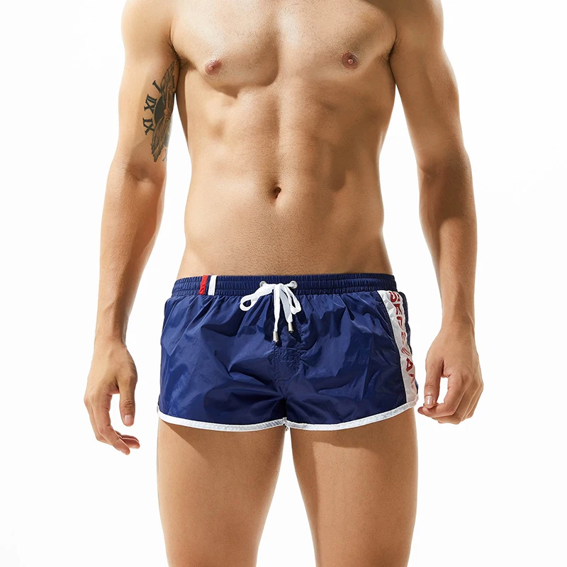 2 в 1 шорты для бега, мужские свободные пляжные короткие штаны, эластичная резинка на талии, для пробежек, Лоскутные шорты, M-XXL, супер короткие тренировочные спортивные трусы для плавания