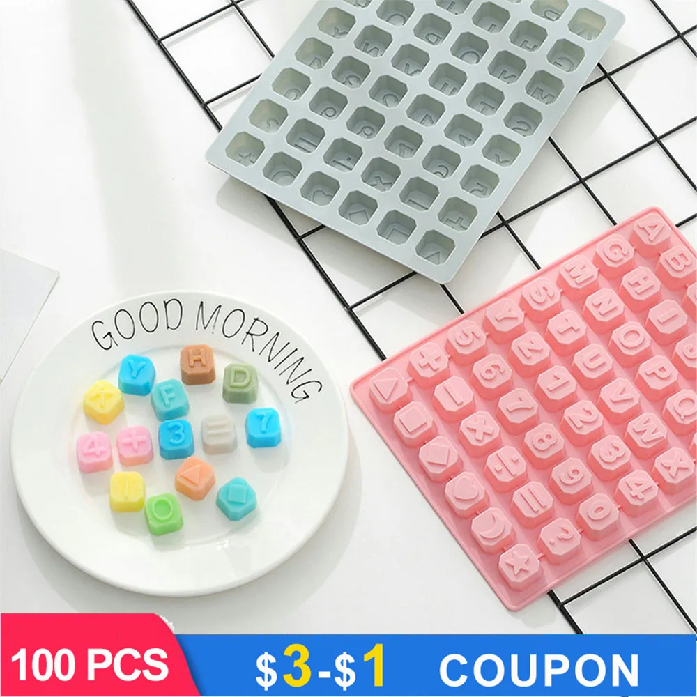 

48 Grid Creative Number Letter Chocolate Silicone Mold Fondant Cake Decorating Tools Food Grade Candy Molds Kitchen Accessories