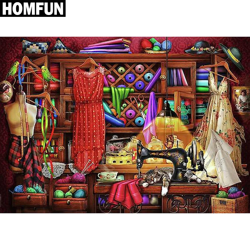 

HOMFUN Full Square/Round Drill 5D DIY Diamond Painting "Sewing machine" Embroidery Cross Stitch 5D Home Decor Gift