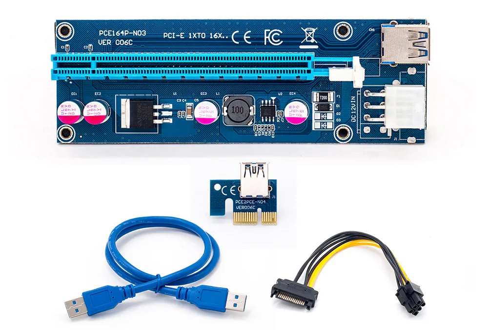 006c USB 3.0 pci-e Express 1x 4x 8x 16x Extender Райзер адаптер карт SATA 15pin штекерным 6pin Мощность кабель