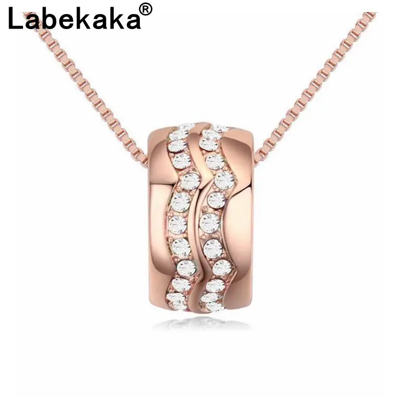 

Labekaka Fashion Pendant Necklace for Women Round Crystal Vintage Collier Lady Jewelry
