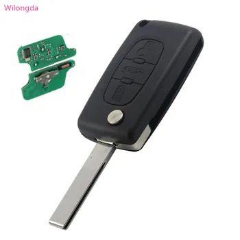 

Wilongda Car key 3 Button Flip Remote Key 433mhz id46 pcf7936 chip HU83 407 blade for Peugeot 407 auto key
