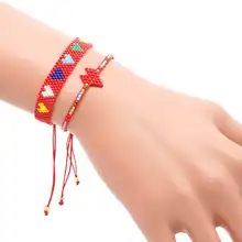 Go2boho MIYUKI браслет для женщин красное сердце браслет любовь Pulseras Mujes ювелирные изделия Пара ручной работы подарок на день Святого Валентина