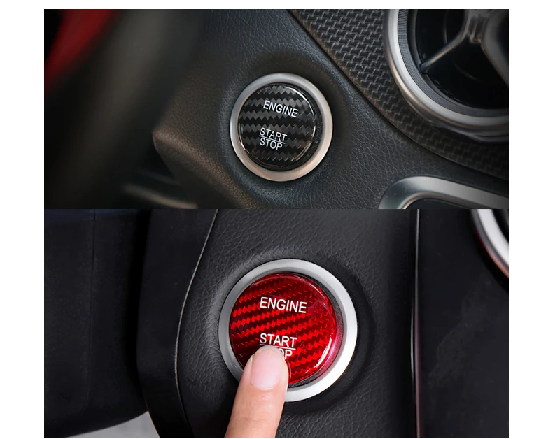 Airspeed Real Carbon Fiber Engine Start Button Cover Stickers Decor for Mercedes Benz C GLC W205 X253 C63 red black Car-styling  (5)