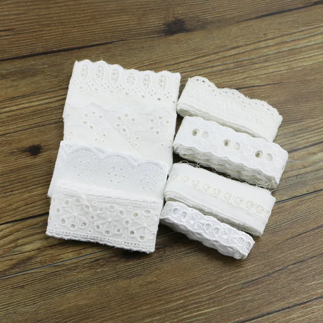 2 metri 1.6-6.8 cm bianco tessuto di pizzo di cotone tessuto del merletto del fi 2 metri 1.6-6.8 cm bianco tessuto di pizzo di cotone tessuto del merletto del fi