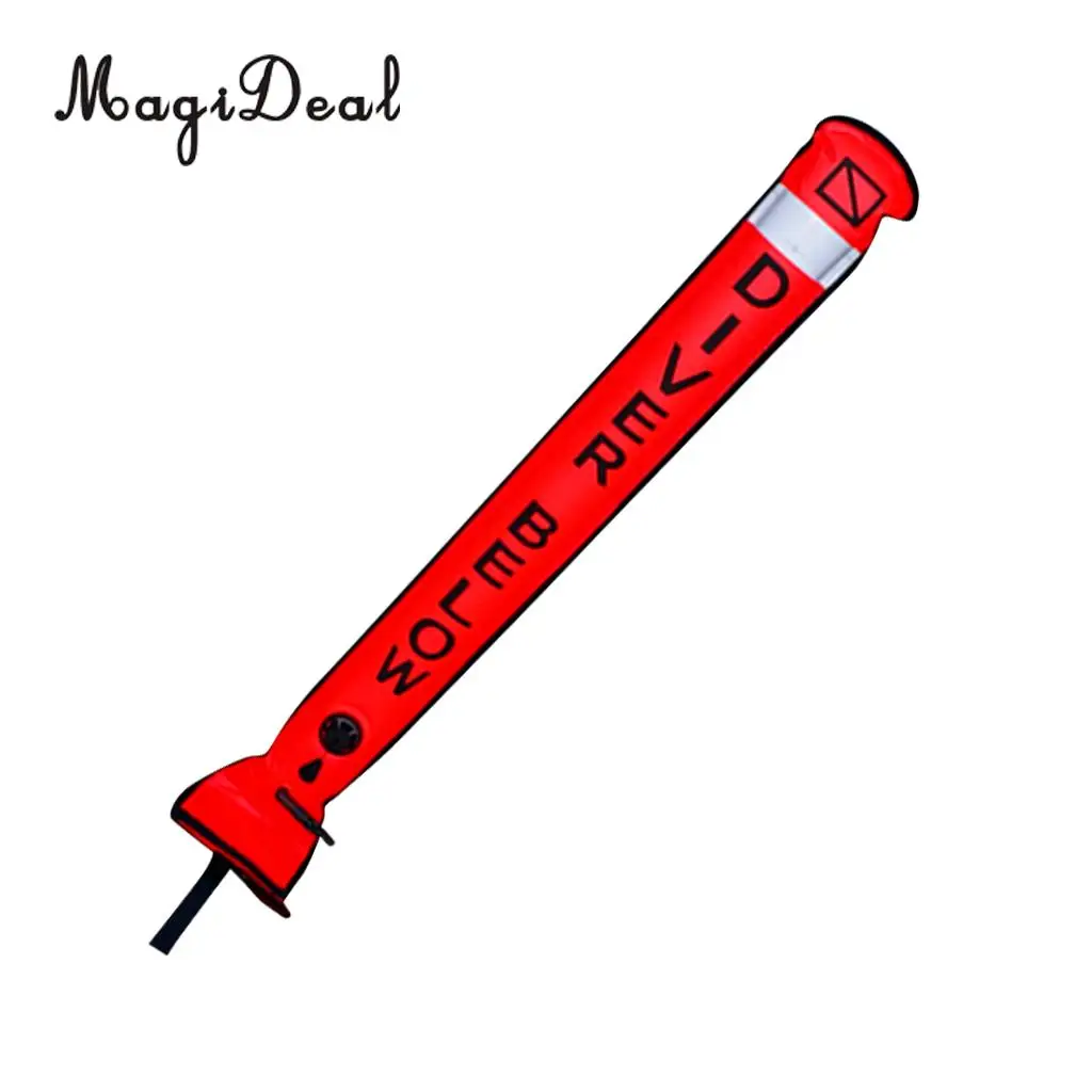 MagiDeal 4ft Reflective Inflatable Safety Sausage (SMB Surface Marker Buoy) Diver Below Signal Tube for Underwater Scuba Diving