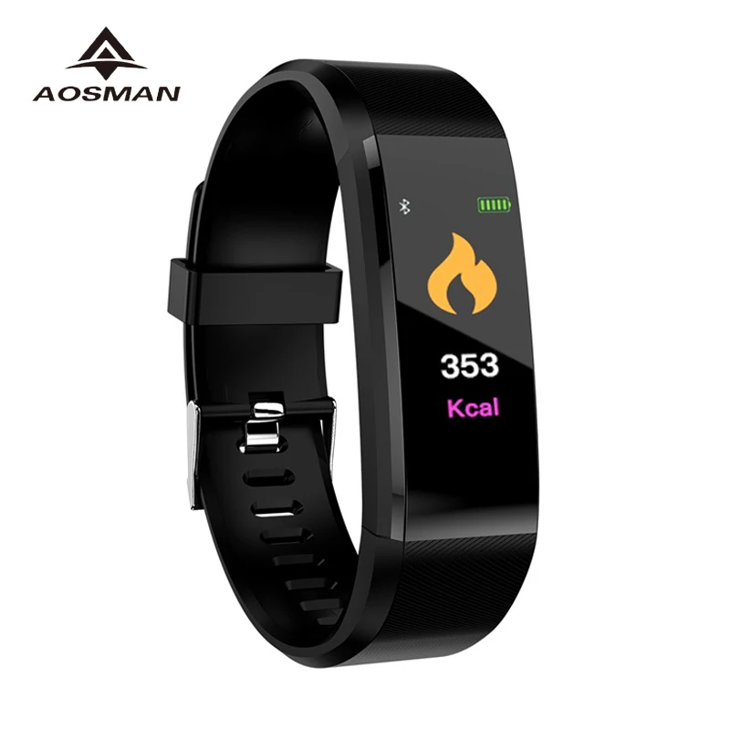 

New Color Screen Smart Bracelet Watch 115 Plus Blood Pressure Monitoring Heart Rate monitoring Smart Wristband Fitness Band