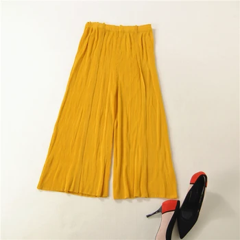 

HOT SELLING Miyake Fashion fine fold Narrow side leg pants seven pants wide leg pantsIN STOCK