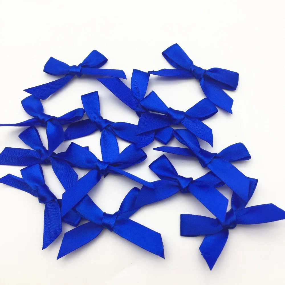 

100pcs Royal blue 10mm Satin Ribbon Bows For Doll Hair Accessories Tail Bow Ties Wedding Invites Cardmaking Embellishments