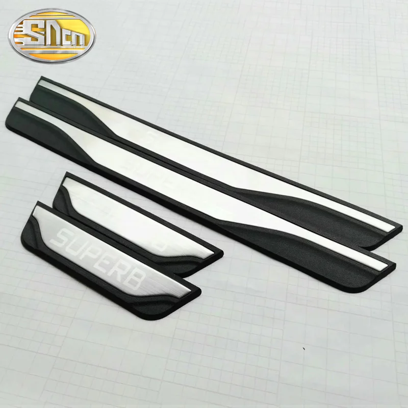 

4PCS High-quality Stainless Steel Welcome Pedal Car Scuff Plate Pedal Trim Threshold Door Sill For Skoda Superb 2016 2017 2018