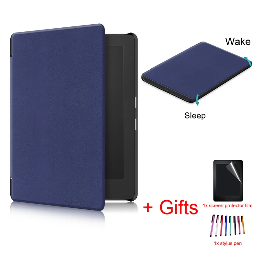 

Ultra Slim Case for Kobo Aura H2O Edition 2 6.8" Tablet Folio PU Leather Case Ereader Protective Stand Cover +Film+Stylus Pen