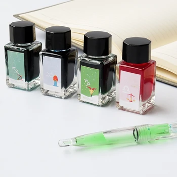 

18ml Colored Bottled Fountain Pen Ink Zodiac Signs Cover Refilling Liquid Color